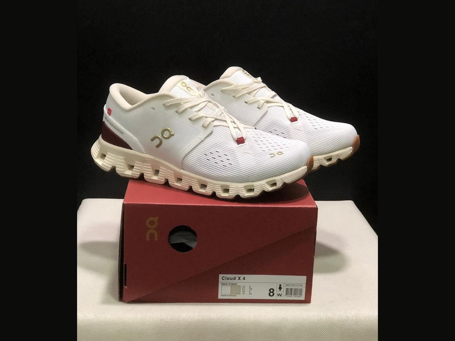 On cloud - white and red strip