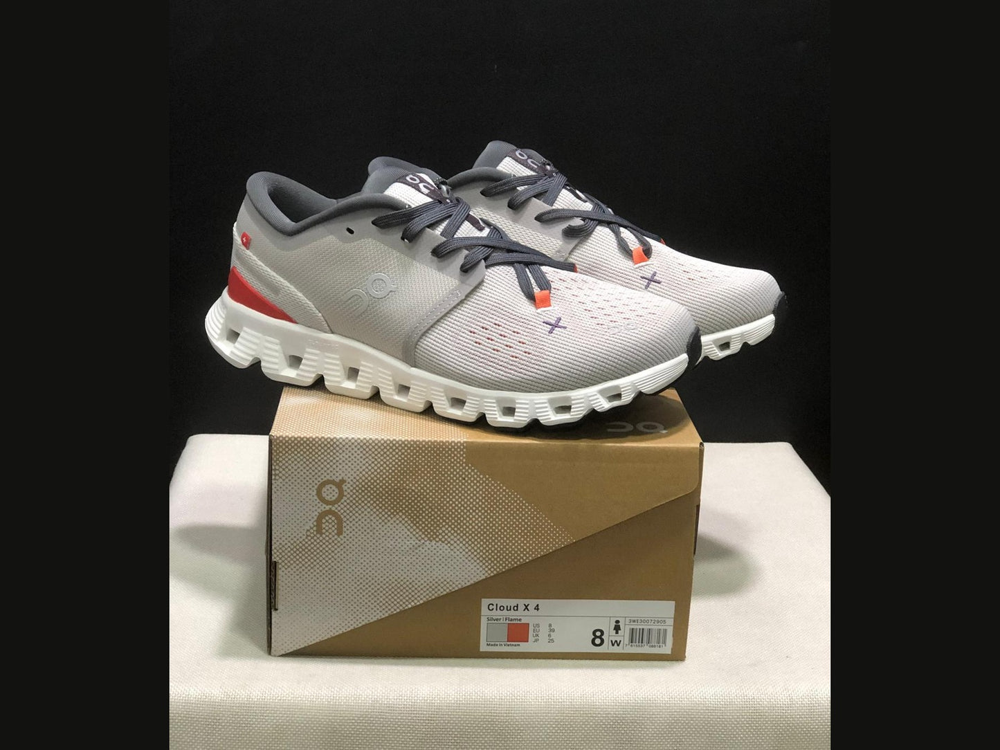 On cloud - gray and red strip